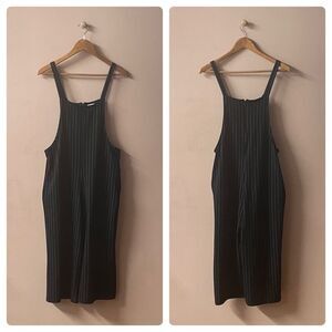 Bleuh Ciel Dark Navy Striped Cropped Wide Leg Jumpsuit Size S EUC